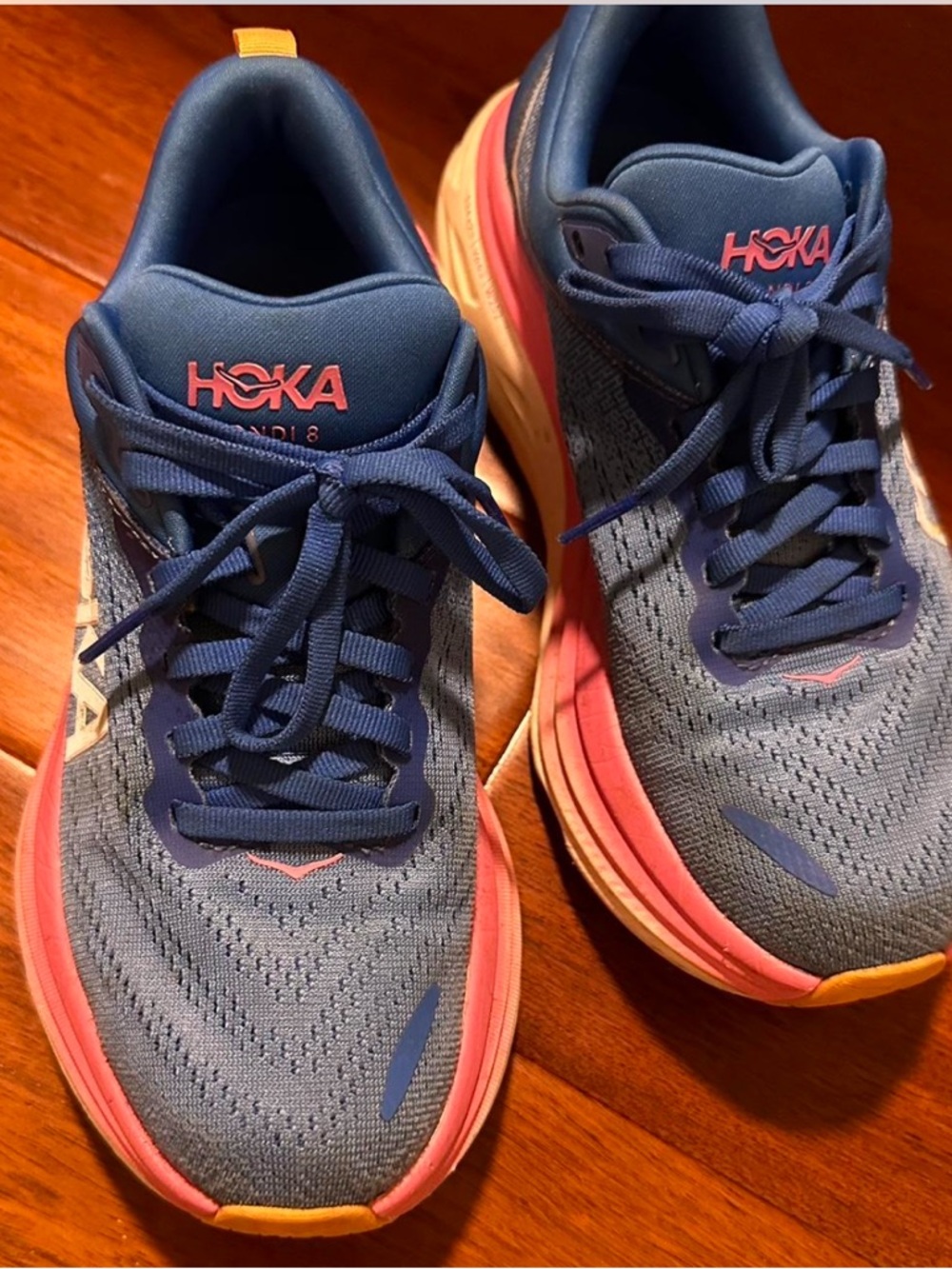 Hoka Women's blue and pink tennis shoes